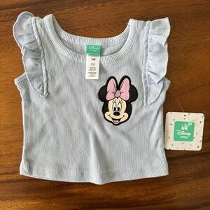 NWT Disney Baby Blue Minnie Mouse Ruffled Ribbed Top Size 12M